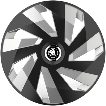 Set 4 Capace Roti pentru Skoda Nou Alb-Negru model Vector Mix R15 SKODA 