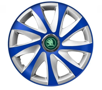 Set 4 Capace Roti pentru Skoda Nou Verde model Extra Drift Blue & Silver R15 SKODA 