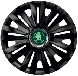 Set 4 Capace Roti pentru Skoda Nou Verde model Royal Black Cu Inel Cromat R16 SKODA 