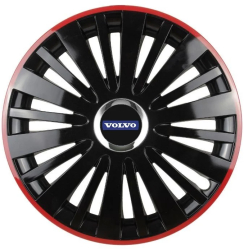 Set 4 Capace Roti pentru Volvo model Falcon Black Cu Rama Rosie R16 VOLVO 