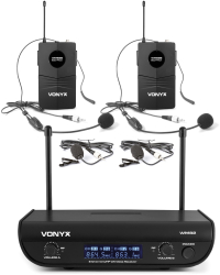Set doua microfoane wireless Vonyx WM82B cu lavaliera headset