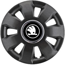 Set 4 Capace Roti pentru Skoda Alb-Negru model Ares Black R15 