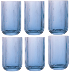 Set 6 pahare inalte long drink universale Raki Bloom Blue 410ml D8xh13cm sticla albastru/transparent 