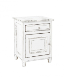 Noptiera 1 sertar 1 usa lemn alb antichizat Colette 50x40x65h 