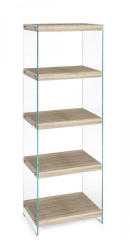 Raft 5 polite din mdf maro si sticla transparenta Kenya 40 cm x 30 cm x 131 h 