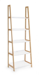 Raft cu 5 polite de pardoseala din lemn alb natur Brooklin 63 cm x 40 cm x 180 h 