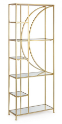 Raft din fier auriu cu 6 polite sticla Elenor 66 cm x 26 cm x 176 h 