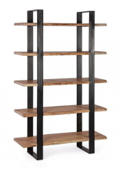 Raft fier negru cu 5 polite lemn natur Artur 110 cm x 40 cm x 180 h 
