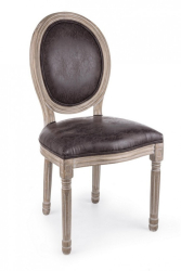 Scaun cu spatar din lemn si piele ecologica maro Mathilde 48 cm x 46 cm x 96 h x 48 h 