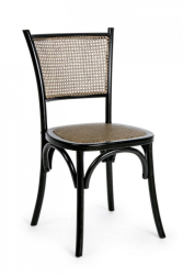 Scaun din lemn negru cu insertie rattan maro Carrel 45 cm x 53 cm x 89 h x 46 h1 
