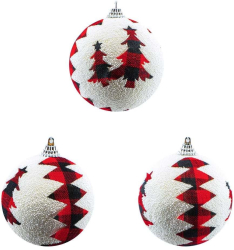 Set 3 Globuri Albe Braduti 8 Cm 