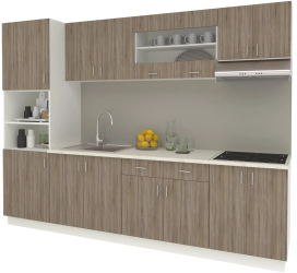 Set Bucatarie haaus Karo V23 Stejar Sonoma Inchis/Alb Blat Thermo 28 mm L 280 cm 