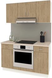 Set Bucatarie haaus Karo V5 Lemn Natural/Alb Blat Thermo 28 mm L 140 cm 