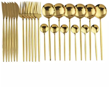 Set Tacamuri Bucatarie SIKS 24 Piese 6 Persoane Maner Auriu