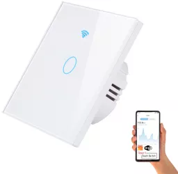 Intrerupator inteligent cu touch Wireless VisionHub® Wi-fi 1 Canal din Sticla Securizata Compatibil iOS/Android Tuya Amazon Alex 