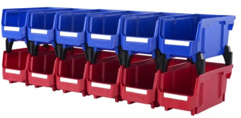 Set 12 cutii pentru organizare accesorii Stivuibile cleme incluse Albastru/Rosu 276 x 139 x 128 mm 