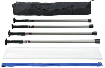 Set bariera praf cu stalpi telescopici inchidere magnetica Inaltime max 3 m Folie plastic 10 x 4 m 