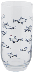 Set 12 pahare sticla Fish 7x14 cm 380 ml 