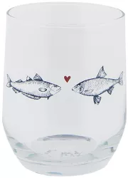 Set 12 pahare sticla Fish 8x9 cm 300 ml 