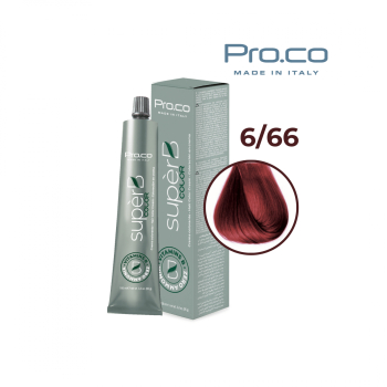 Vopsea de par profesionala fara amoniac SUPERB.COLOR 100 ml - Pro.Co - 6/66 BLOND INCHIS ROSU INTENS 