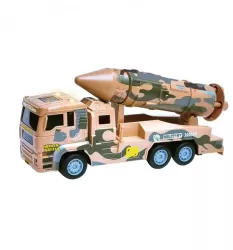 Camion militar lansator cu 6 roti racheta 29 cm maro pentru copii 
