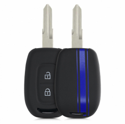 Husa Cheie Auto pentru Dacia / Renault - 2 Butoane - Keyless Go kwmobile Silicon Negru / Albastru 54813.02