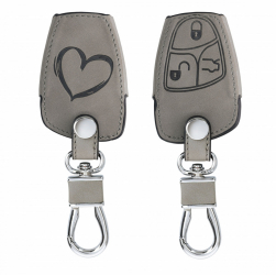 Husa Cheie Auto pentru Mercedes Benz - 2-3 Butoane kwmobile Piele nabuc Gri 54576.01 