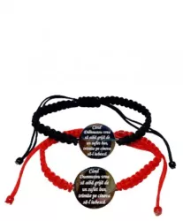 Set de 2 bratari impletite negru si rosu personalizate cu text-ul tau 