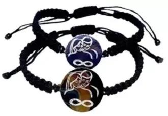 Set de 2 bratari negre personalizate pentru sot/sotie si semnul infinit 