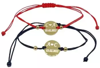 Set de 2 bratari pentru cupluri personalizate cu initiale si data Dalimag 