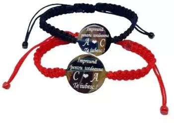 Set de 2 bratari pentru cupluri personalizate cu mesajele tale Dalimag 