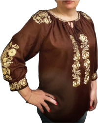 Bluza dama casual R262 marime 2XL maro/bej 