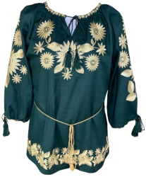 Bluza dama casual R50 marime S verde/bej 