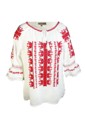 Bluza tip ie dama RM 128 marime 3XL alb/rosu bordo 