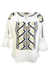 Bluza tip ie dama RM 128 marime S alb/maro 