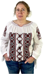 Bluza tip ie traditionala dama ML 185 alb marime S 
