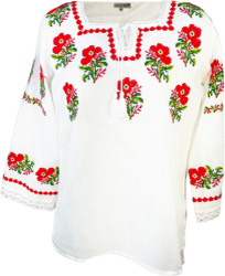 Bluza tip ie traditionala dama ML 237 alb/albastru cardinal marime 2XL 