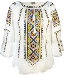 Bluza tip ie traditionala dama ML 237 alb/maro marime 2XL 