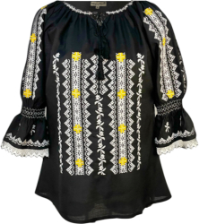 Bluza tip ie traditionala dama ML 237 negru/galben marime XL 
