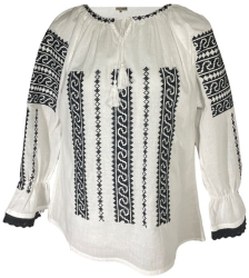 Bluza tip ie traditionala dama ML09 marime 3XL alb/negru titan 