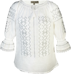 Bluza tip ie traditionala dama ML26 marime 3XL alb/argintiu 