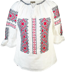 Bluza tip ie traditionala dama ML26 marime XL alb/rosu
