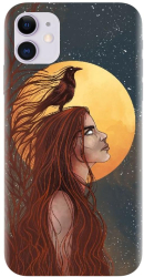 Husa din silicon compatibila cu Apple iPhone 11 - model Fantasy Wolf Woman 