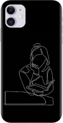 Husa din silicon compatibila cu Apple iPhone 11 - model Line Art The Smart One 