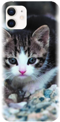 Husa din silicon compatibila cu Apple iPhone 12 Mini - model Animal Cat 