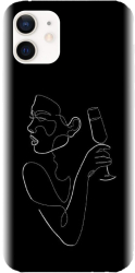 Husa din silicon compatibila cu Apple iPhone 12 Mini - model Line Art Champagne 