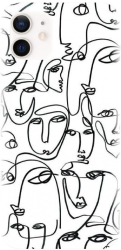 Husa din silicon compatibila cu Apple iPhone 12 Mini - model Line Art Faces 