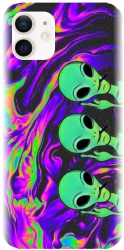 Husa din silicon compatibila cu Apple iPhone 12 Mini - model Trippy Aliens 