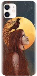 Husa din silicon compatibila cu Apple iPhone 12 - model Fantasy Wolf Woman 