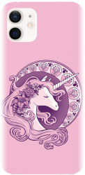 Husa din silicon compatibila cu Apple iPhone 12 - model Purple Unicorn 